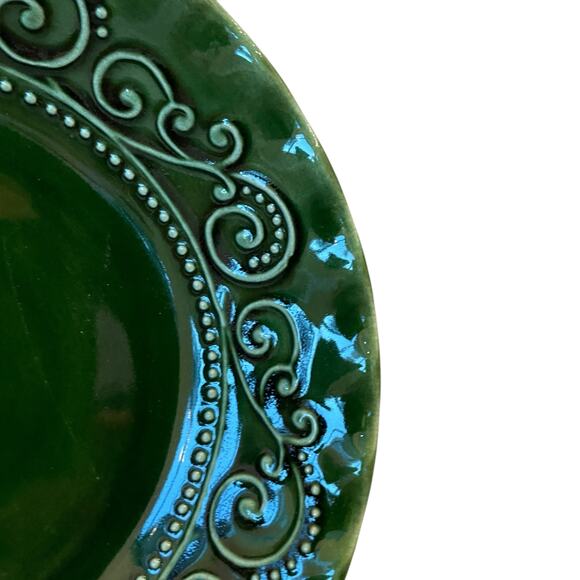(4) Maioliche Jessica Made in Italy Pasta Bowls 9in Ceramic Christmas Green New - Picture 5 of 13